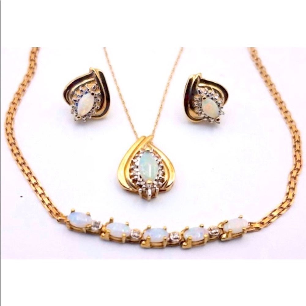 10k Opal & Diamond Set